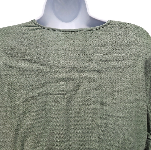 April Cornell Front Tie Button Up Sage Green Top 3/4 Sleeve Blouse Size Medium - Picture 4 of 13
